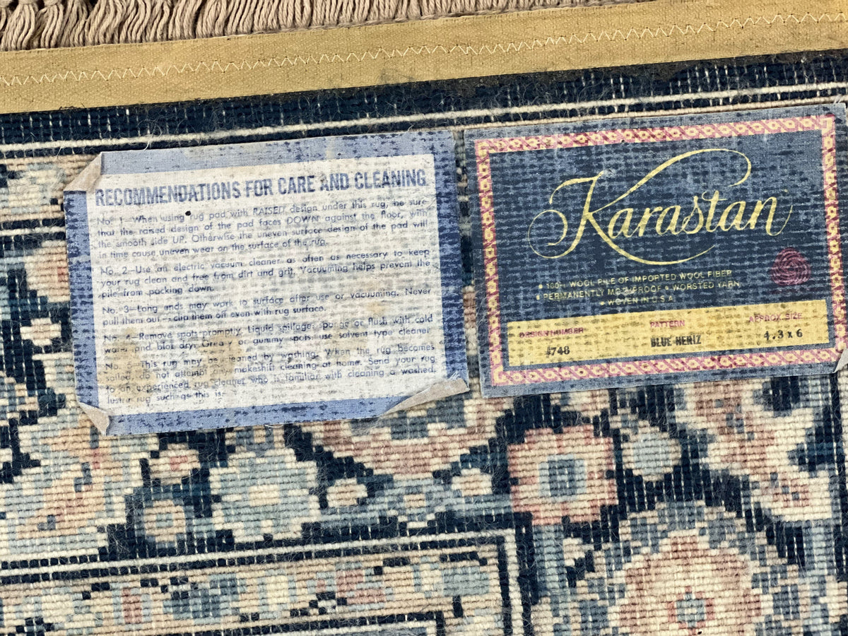 Karastan Blue Heriz Rug #748, Vintage Wool Karastan Carpet 4.3 x 6, Discontinued Original 700 Series Karastan Area Rug - Jewel Rugs, view 11