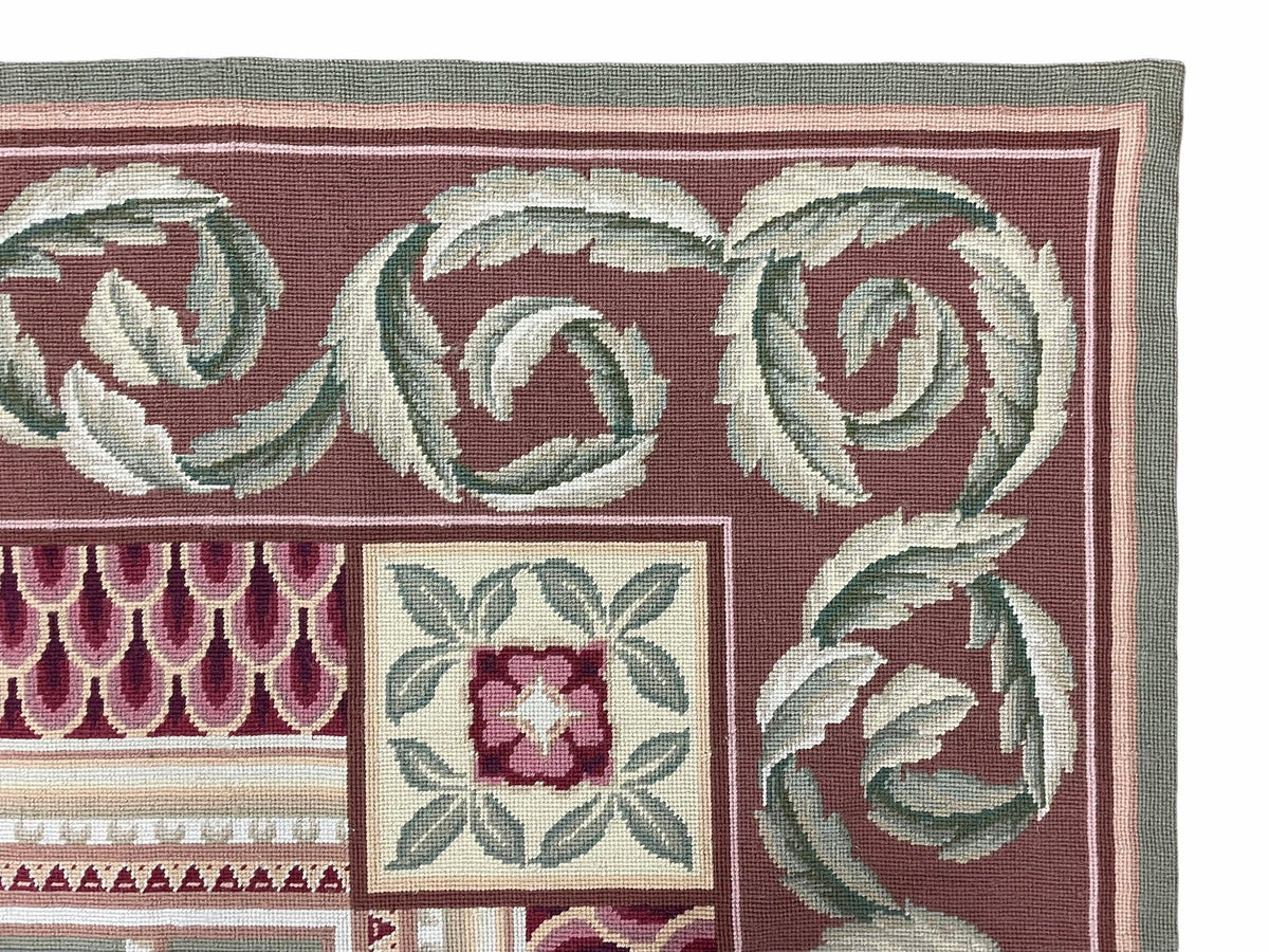 Aubusson Needlepoint Rug 9x12, Flatweave Carpet, Leaves, Wool, New, Handmade - Jewel Rugs, view 8