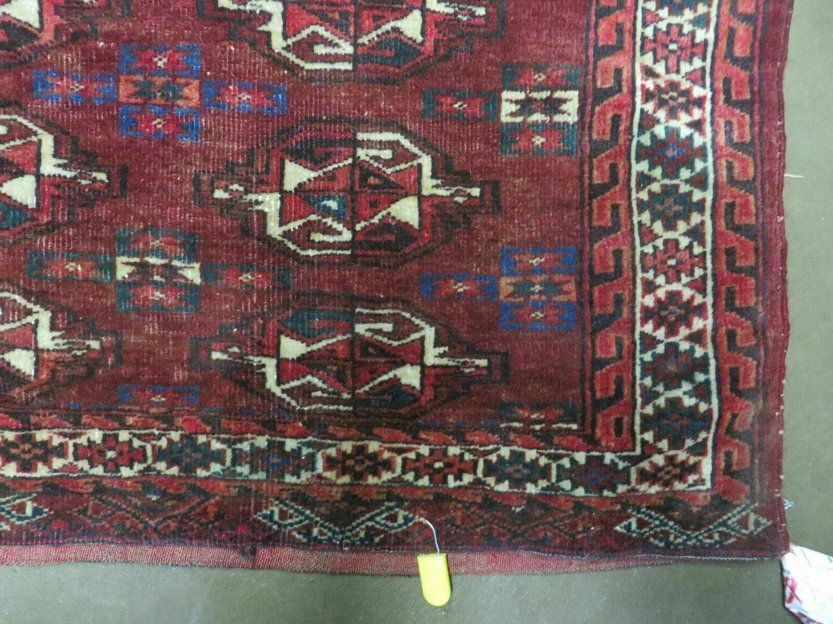 2.5' X 4' Antique Handmade Bokhara Turkoman Yamud Wool Rug Kilim Backing NICE - Jewel Rugs, view 6