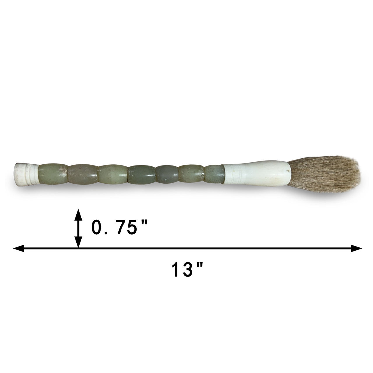 Approx.12" Drum-Shaped Jade Calligraphy Brush Neutral Green image