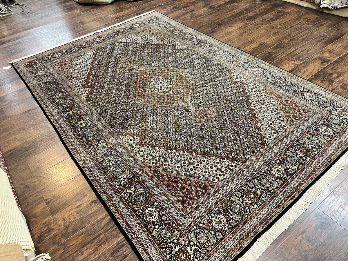 Wonderful Persian Tabriz Rug 7x10 ft, Very Fine 50 Raj 350 KPSI Oriental Carpet, Herati Mahi Pattern, Authentic Hand Knotted Handmade Wool Vintage - Jewel Rugs, view 12