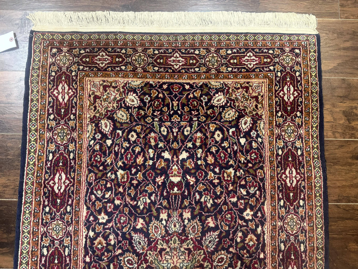 Indo Kashmiri Rug 3x5, Navy Blue, Very Fine 400 KPSI, Pair B - Jewel Rugs, view 4