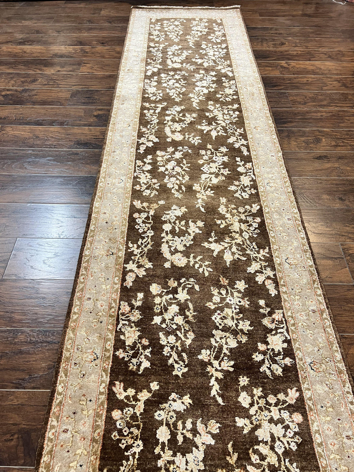 Peshawar Runner Rug 3 x 20, Wool Hand Knotted Vintage Pakistani Carpet, Brown & Taupe, Chobi Mahal Floral Rug, Extra Long Hallway Runner - Jewel Rugs, view 12