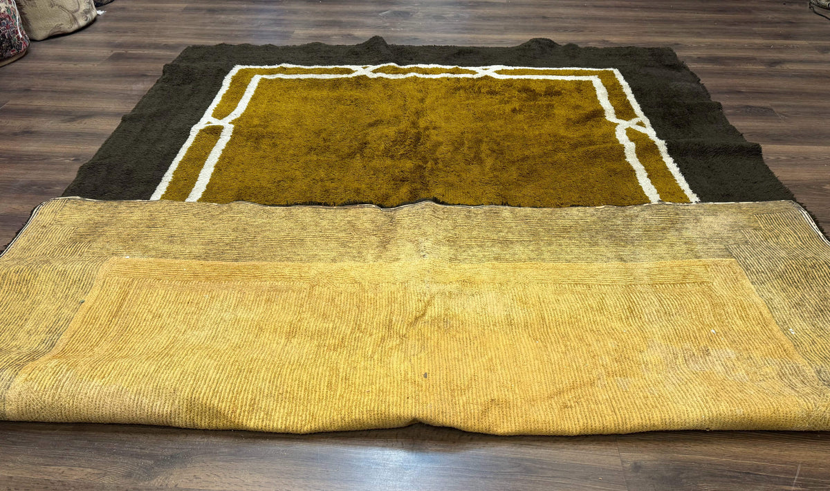 Mid Century Shag Rug 8x11, Large Vintage Shag Rug, Open Field, European Shag Rug - Jewel Rugs, view 12