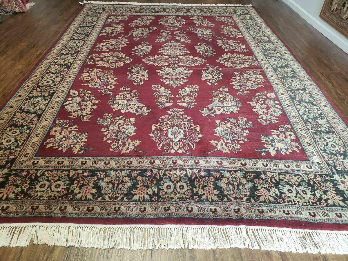 8' X 12' Vintage Handmade India Floral Oriental Wool Rug Veg Dyes Organic Red - Jewel Rugs, view 2