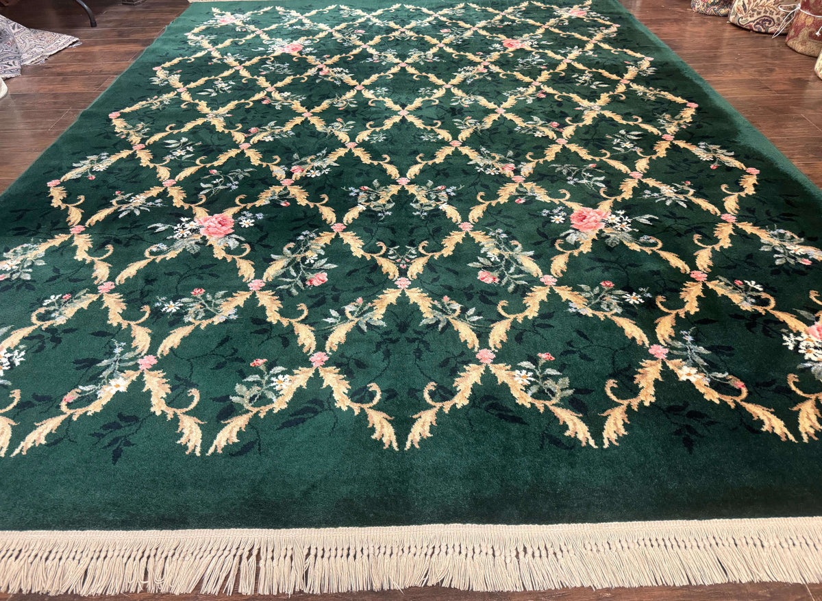 Karastan Garden of Eden Rug 8.8 x 11.8, Green Savonnerie 509/1733, Wool - Jewel Rugs, view 2