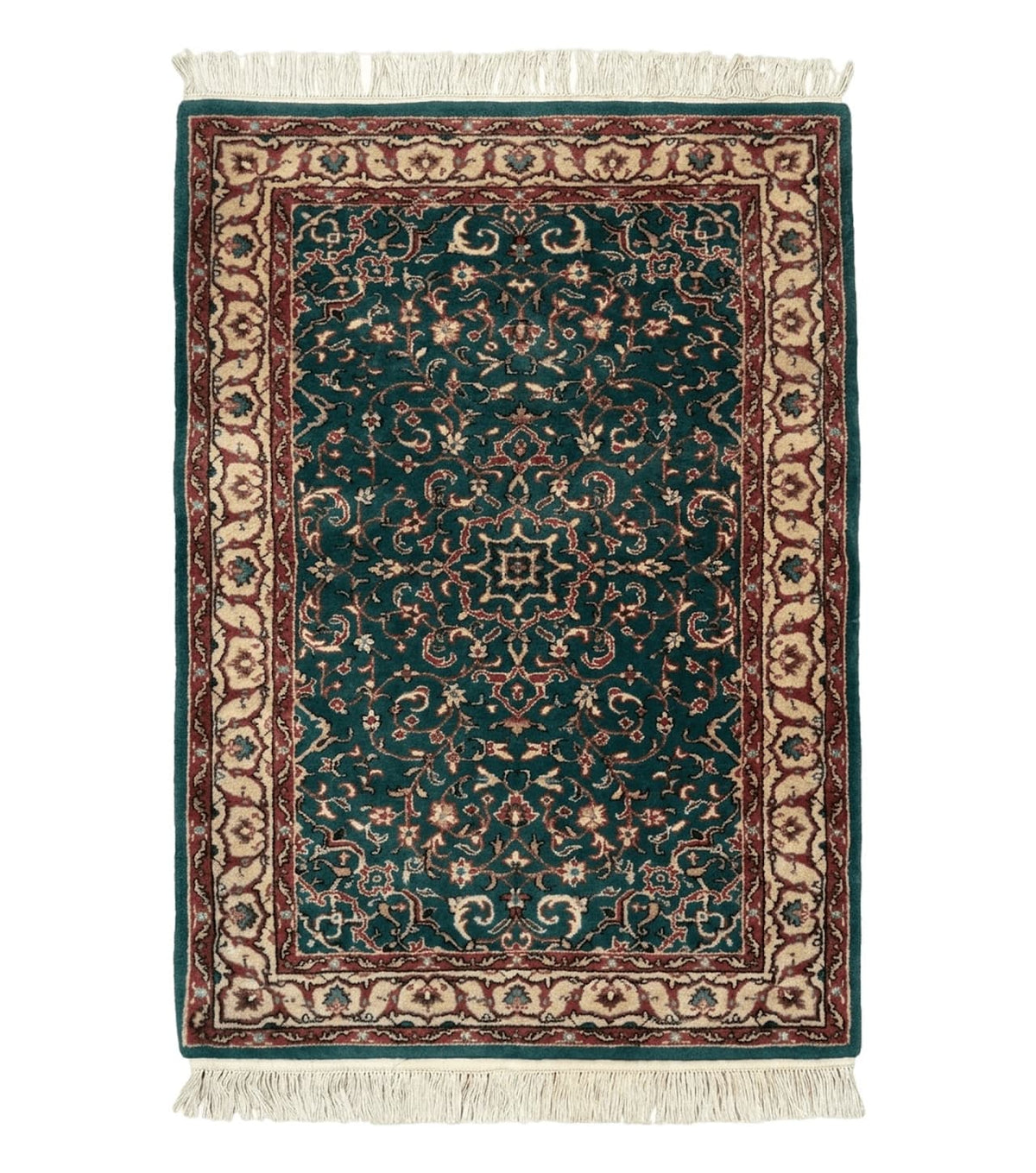 Dark Green Indo Persian Rug 2.5 x 4, Hand Knotted Wool Small Oriental Carpet - Jewel Rugs