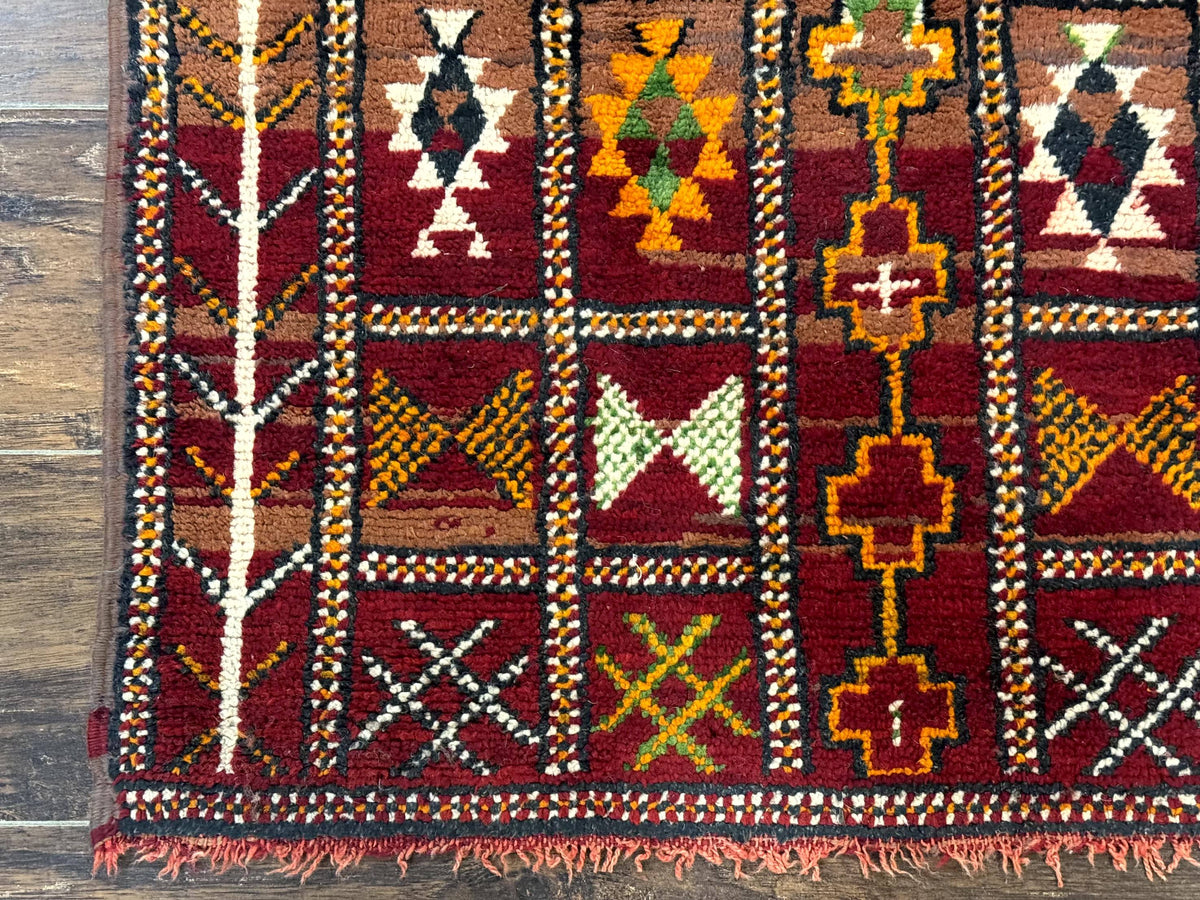 Moroccan Berber Tribal Rug 3x5, Geometric Area Rug, Red Orange Brown - Jewel Rugs, view 8