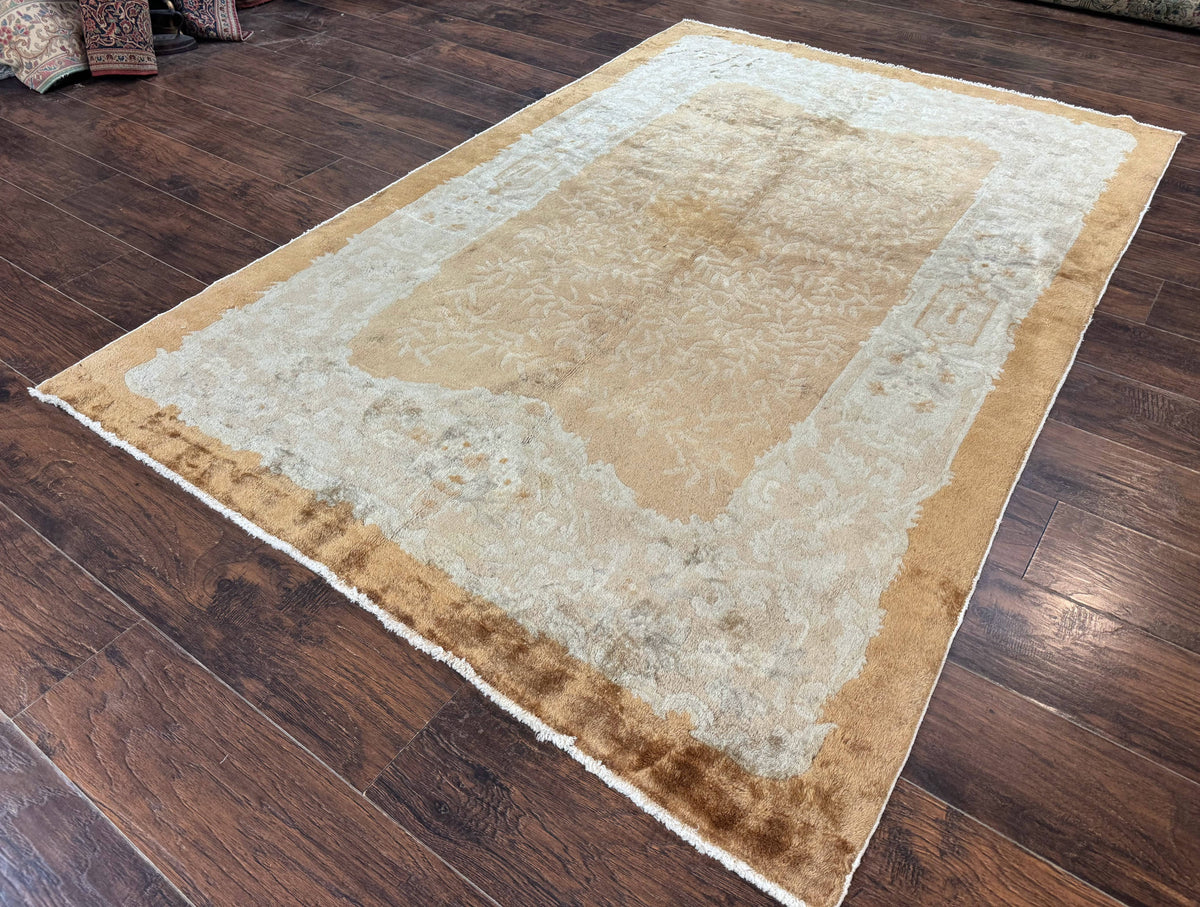 Chinese Peking Rug 5x7, Golden-Tan, Vintage Chinese Wool Carpet - Jewel Rugs, view 2