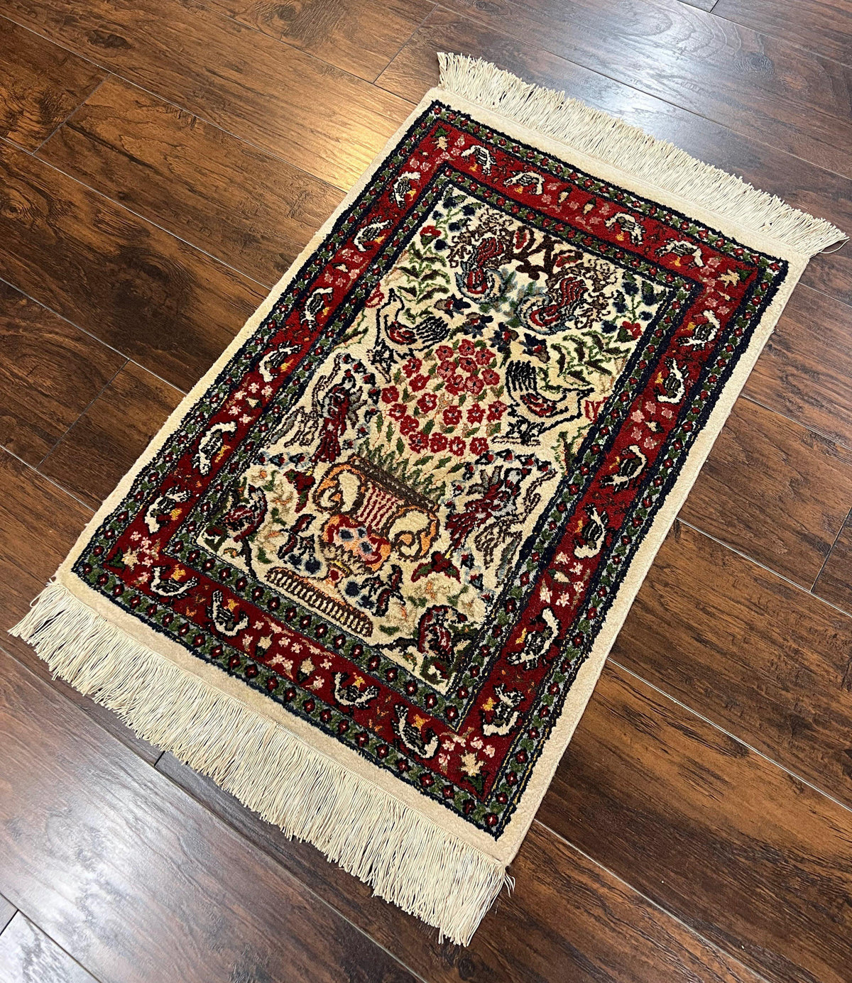 Small Indo Persian Rug 2x3 ft, Wool with Silk Highlights, Animal Pictorials, Birds - Jewel Rugs, view 2