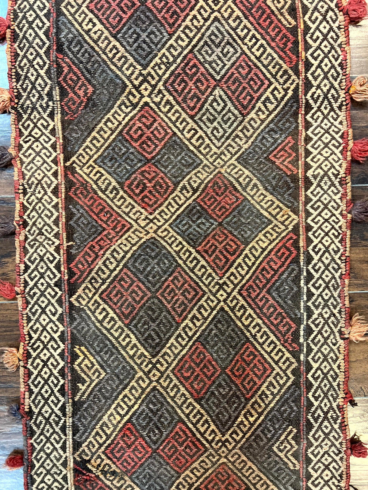 Tribal Runner Rug 2x8, Pakistani Turkoman Runner, Wool Handmade Vintage Rug - Jewel Rugs, view 4