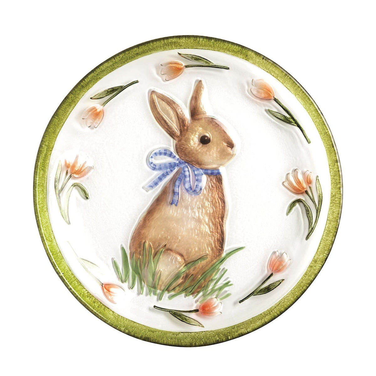 Hand Painted Easter Bunny Glass Serving Platter by Rust & Cinder