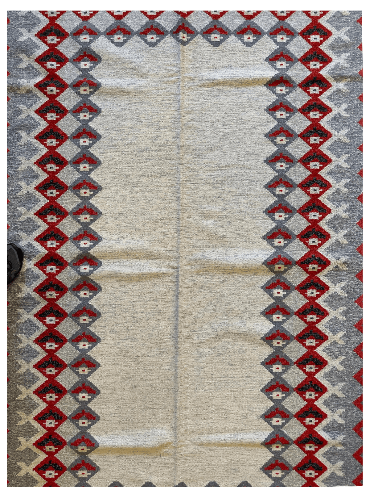 Vintage Kilim Rug 6x9 | Ivory, Gray & Red | Hand-Woven Wool Flatweave - Rugistan, view 3