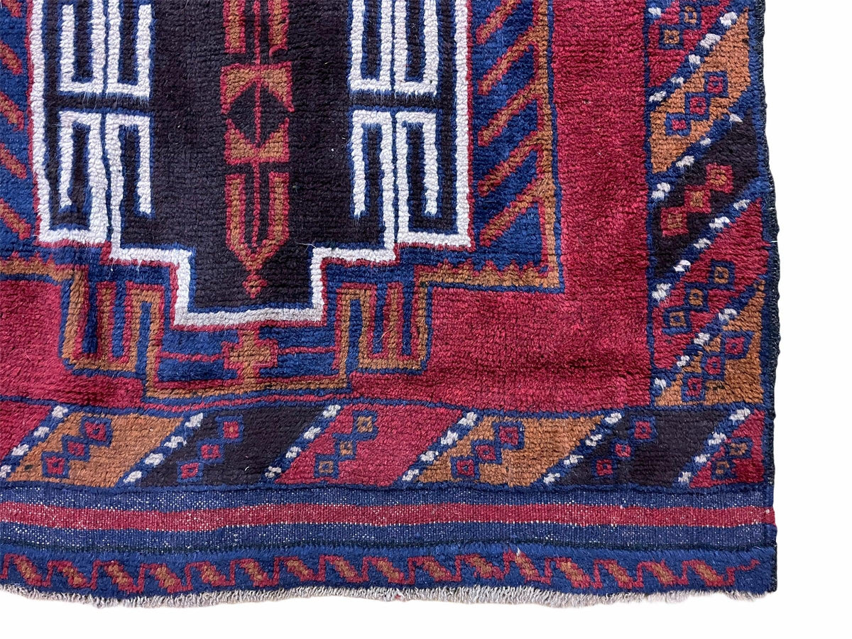 3 X 5 Vintage Handmade Tribal Wool Rug Balouchi Rug Afghan Rug Red Beige Nice - Jewel Rugs, view 10