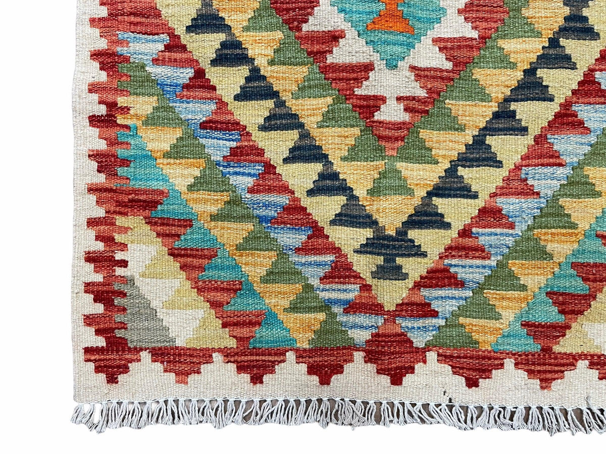 Small Kilim Rug 2x3 Colorful Turkish Kilim Accent Rug New Flatweave Wool Kilim Chobi Kilim Diamond Zigzag Playroom Rug - Jewel Rugs, view 12