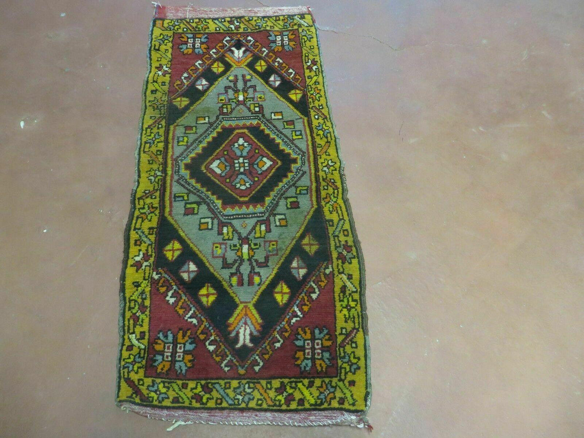 19" X 42" Antique Handmade Turkish Colorful Oushak Oshak Yastik Wool Rug Mat - Jewel Rugs, view 2