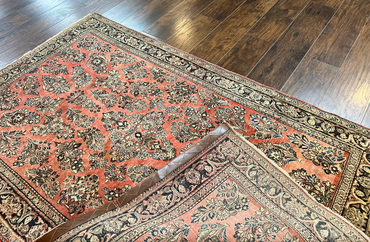 Antique Persian Sarouk Rug 4x7, Hand Knotted Wool Red Persian Carpet, Floral, Fine 300 KPSI - Jewel Rugs, view 11