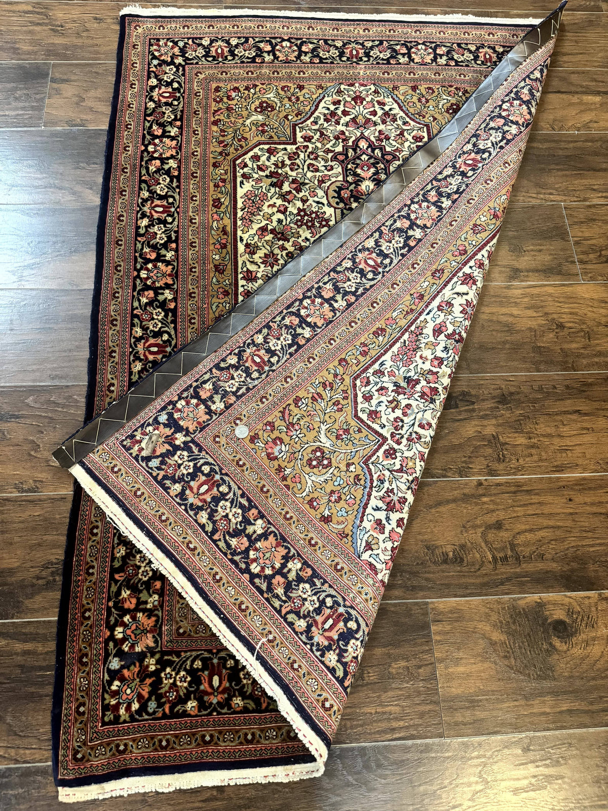 Persian Qum Rug 3.6 x 5, Kork Wool, Very Finely Hand Knotted 325 KPSI, Rare, Semi Antique - Jewel Rugs, view 11