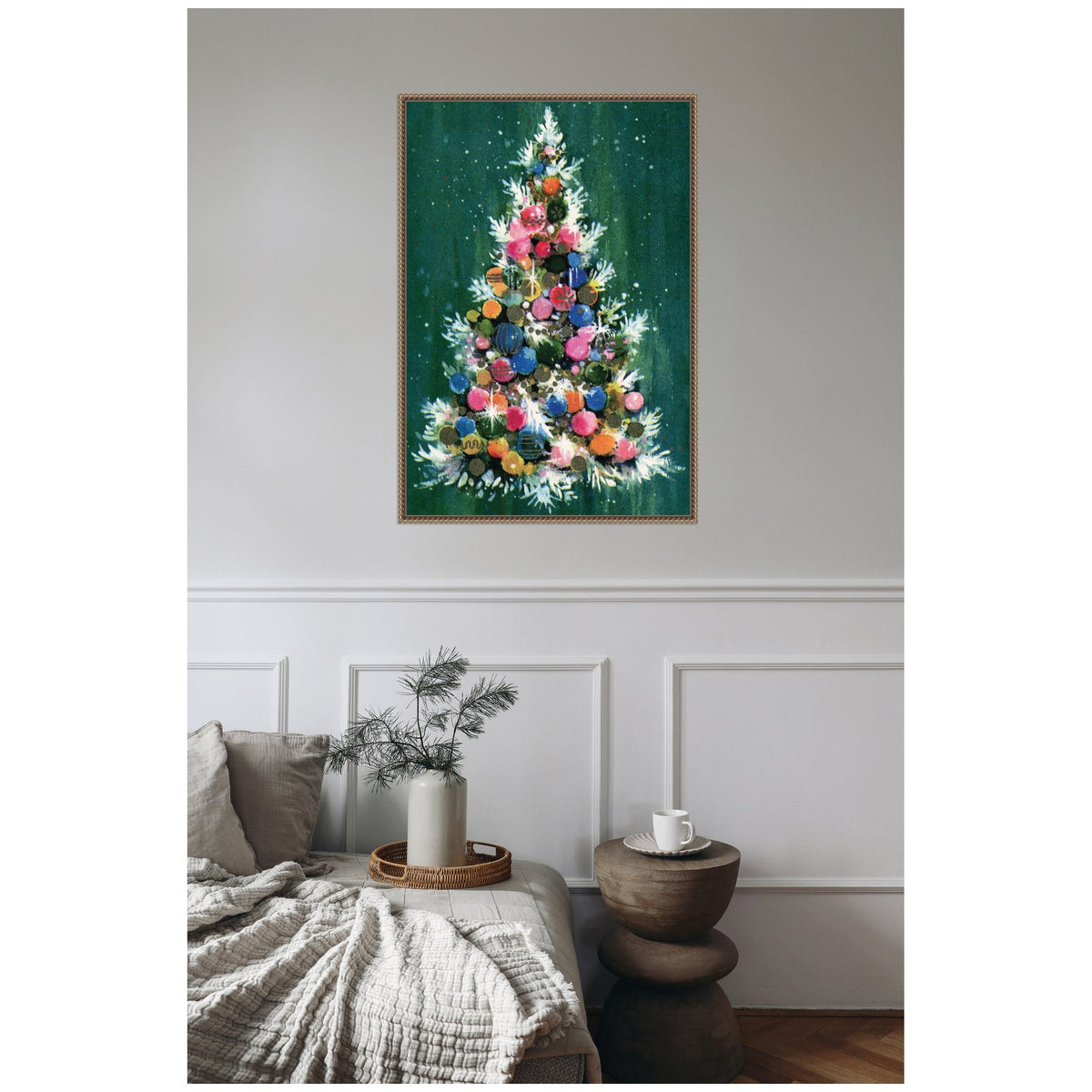 Sylvie Beaded Christmas Tree Framed Canvas by Corinna Buchholz of Piddix