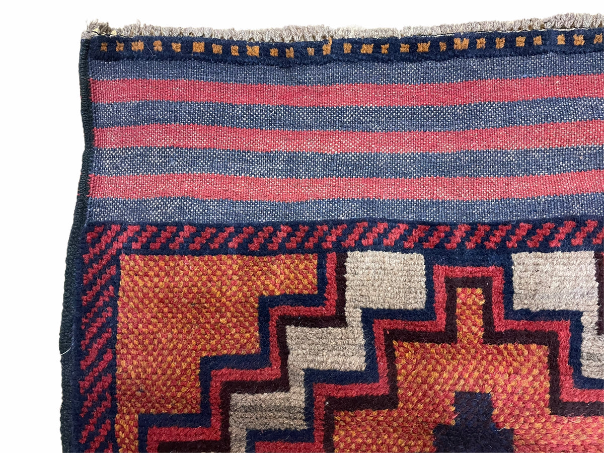 3X5 Vintage Handmade Tribal Wool Rug Balouchi Rug Afghan Rug Red 2' 8" X 4' 8" - Jewel Rugs, view 5