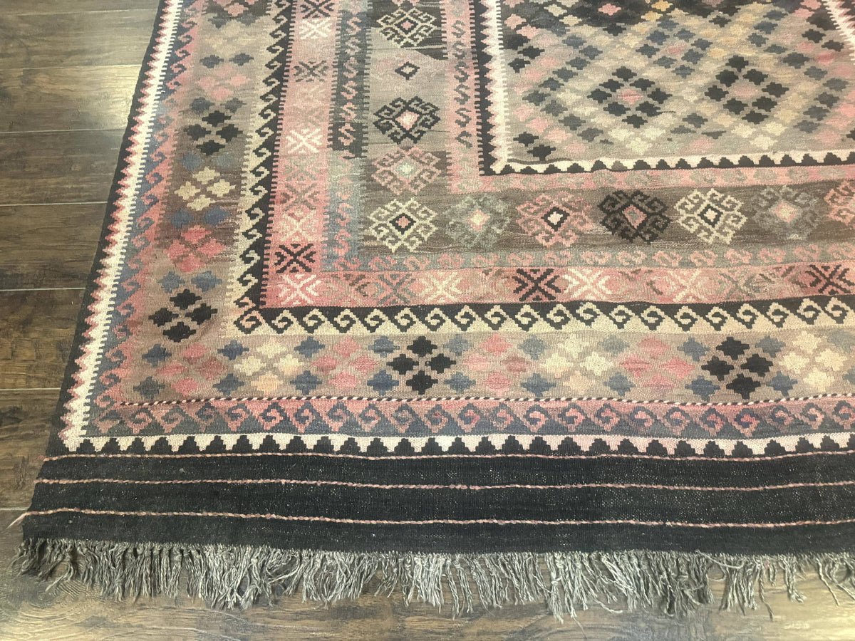 Persian Kurdish Kilim Rug 8x10, Large Flatweave Tribal Bohemian Rug, Vintage Zarand Kilim - Jewel Rugs, view 9