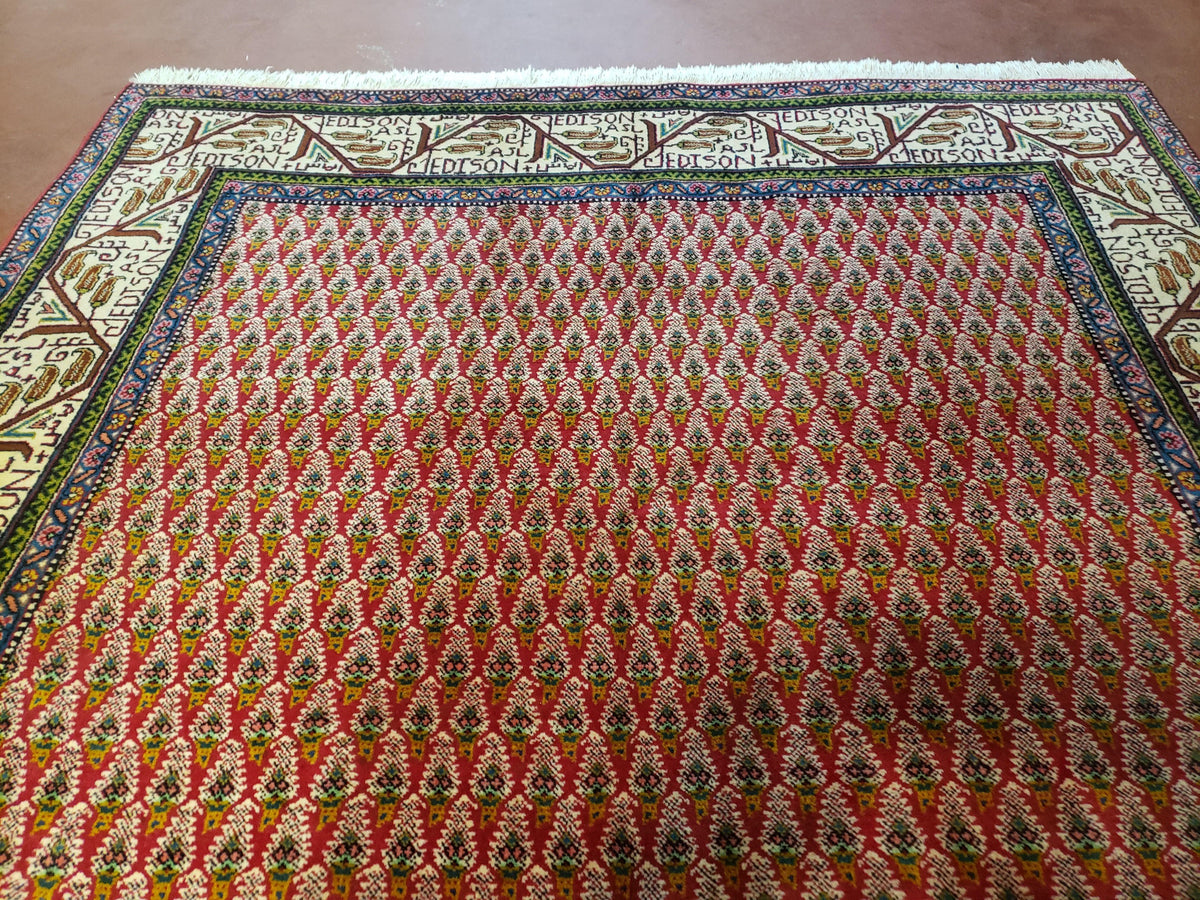 6x9 Finely Woven Turkish Tribal Rug, Boteh/Paisley Pattern, Red & Beige Area Rug, Vintage Wool Carpet, Entryway Rug, Hand-Knotted Foyer Rug - Jewel Rugs, view 4