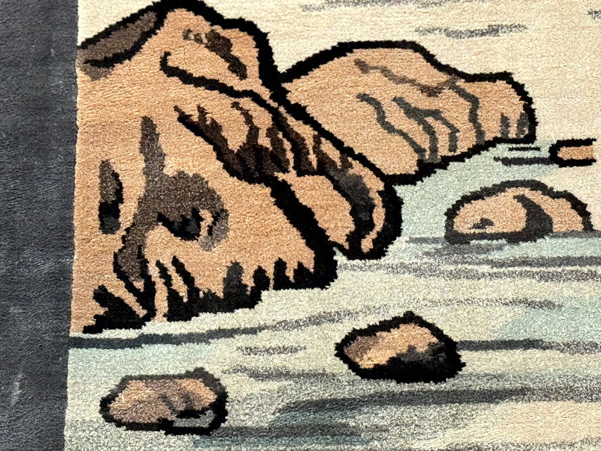 Chinese Silk Wall Hanging 3x5, Handmade, River and Boat Scene, Rug Tapestry - Jewel Rugs, view 10