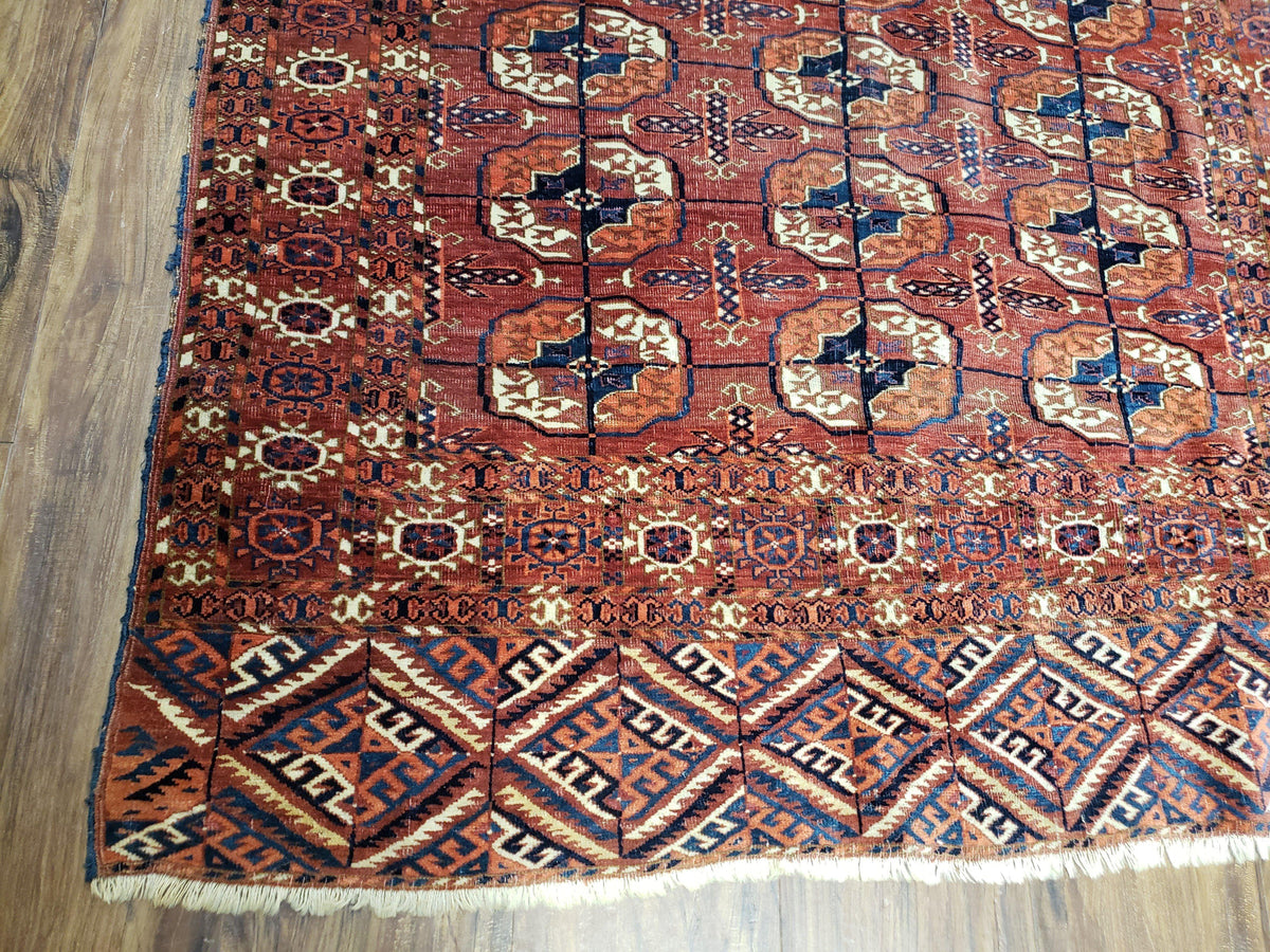 4x7 Antique Yamud Rug Russian Rug Turkoman Rug Fine Weave Rug - Jewel Rugs, view 11