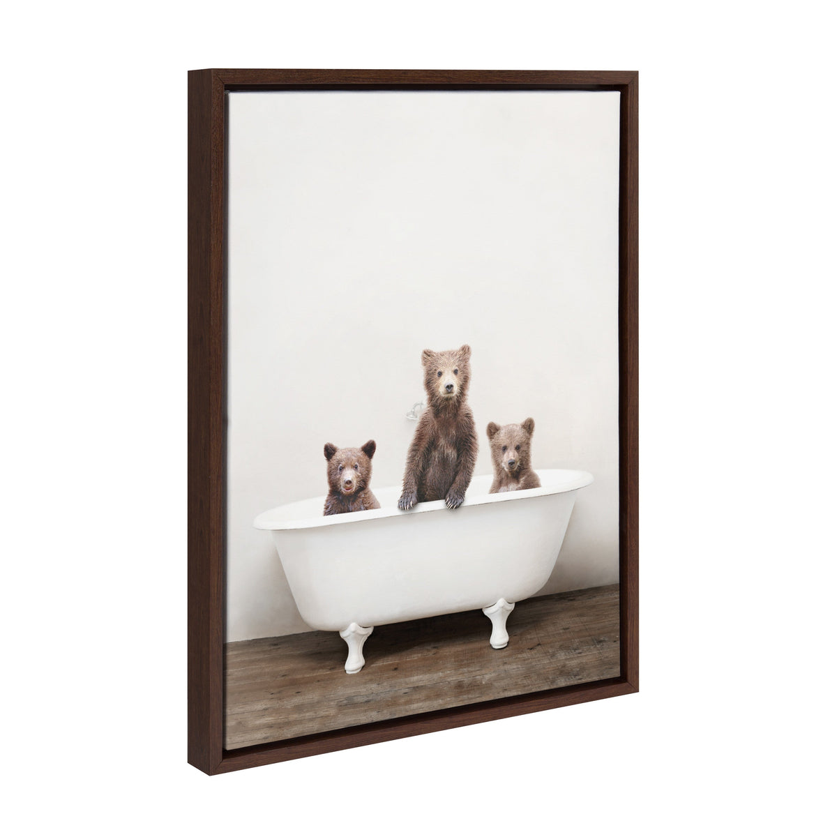 Sylvie Three Little Bears in Vintage Bathtub Framed Canvas by Amy Peterson Art Studio