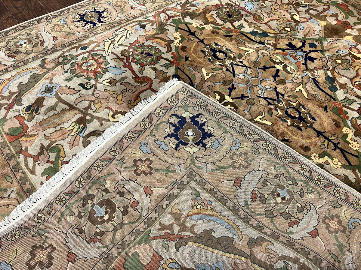 Indian Agra Rug 8x10, Wool Vintage Handmade Carpet, Gray Brown - Jewel Rugs, view 11