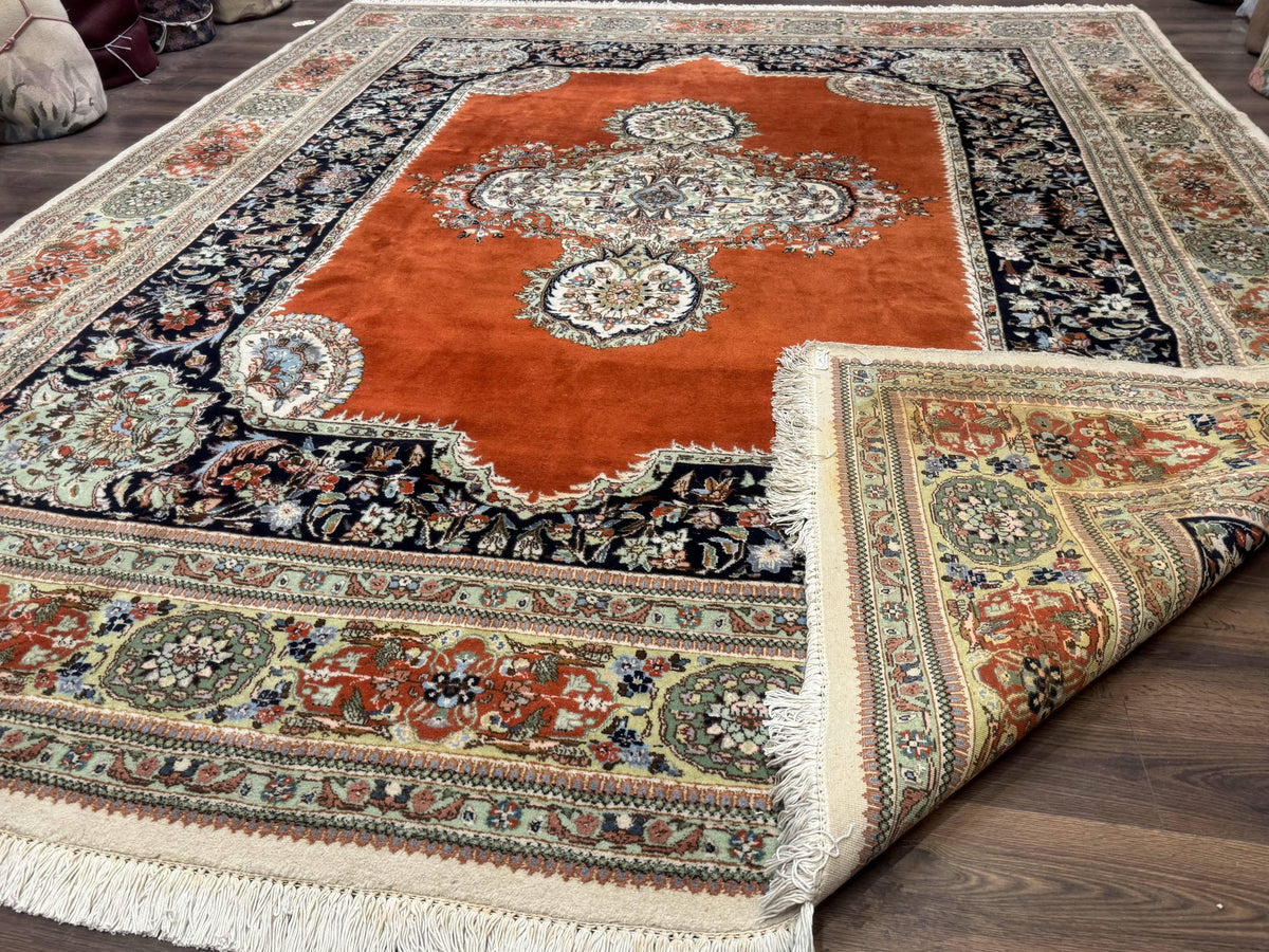 Persian Rug 11x13, Semi Open Field, Soft Wool Pile, Vintage Persian Carpet, Persian Tabriz Tabatabai - Jewel Rugs, view 11