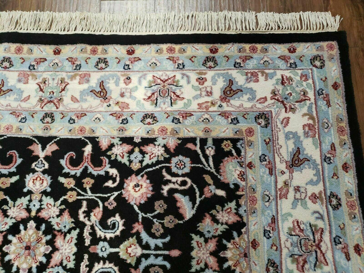 6' X 9' Handmade Indian Agra Wool Rug Carpet Vegetable Dyes Black - Jewel Rugs, view 7