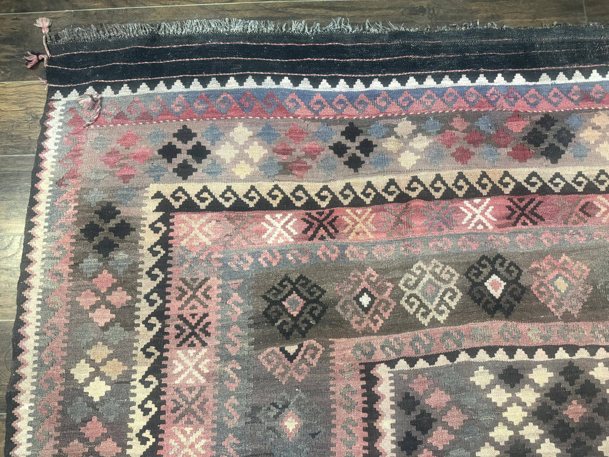 Persian Kurdish Kilim Rug 8x10, Large Flatweave Tribal Bohemian Rug, Vintage Zarand Kilim - Jewel Rugs, view 7