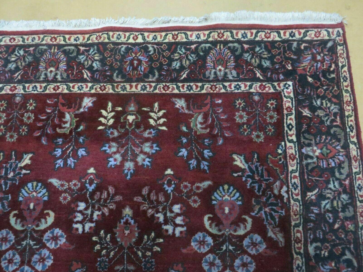 4' X 6' Vintage Handmade Fine India Jaipur Floral Oriental Wool Rug Red Nice - Jewel Rugs, view 7