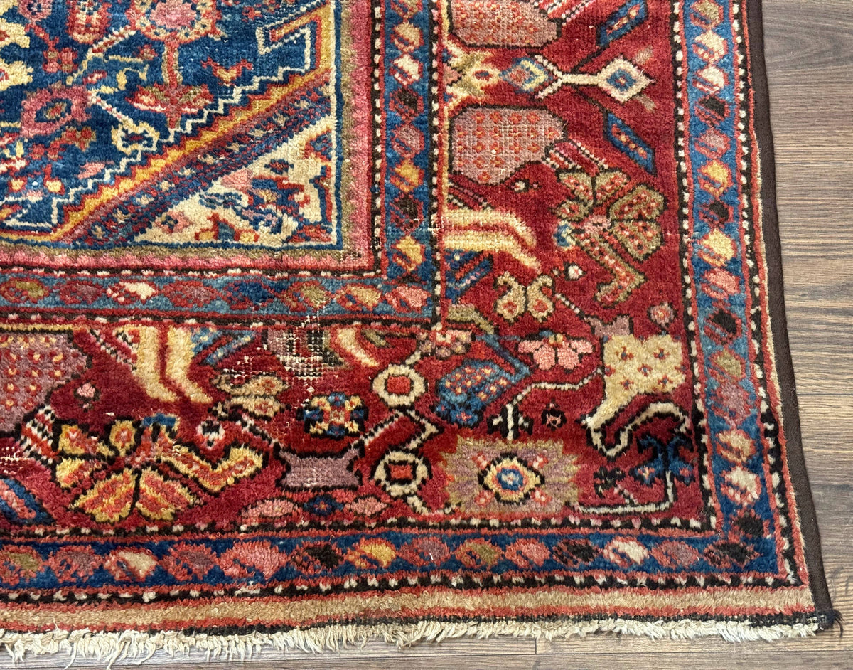 Antique Persian Rug 4x7, Blue and Red Malayer Carpet, Rare - Jewel Rugs, view 10
