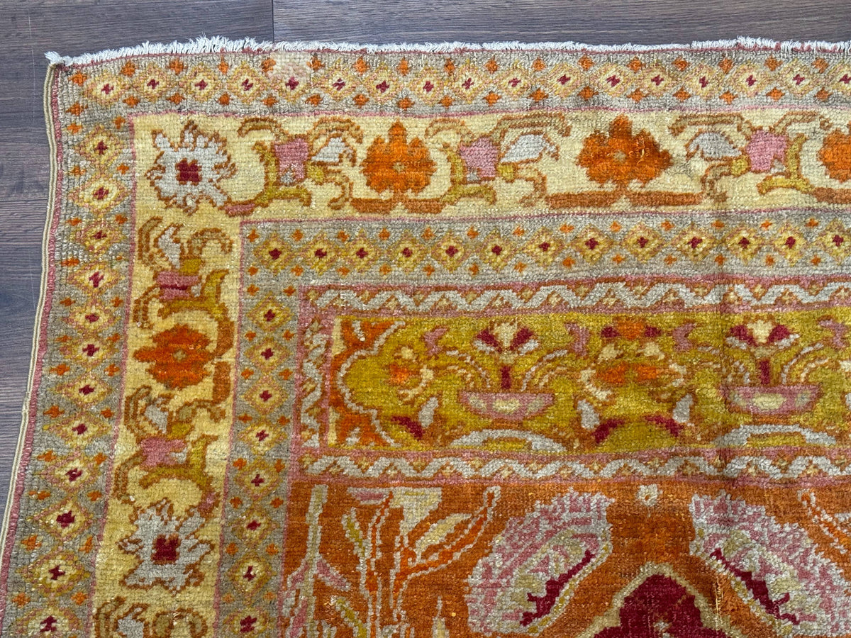 Antique Turkish Prayer Rug 4x6, Red and Golden Mustard, Mihrab Design, Anatolian Carpet - Jewel Rugs, view 7