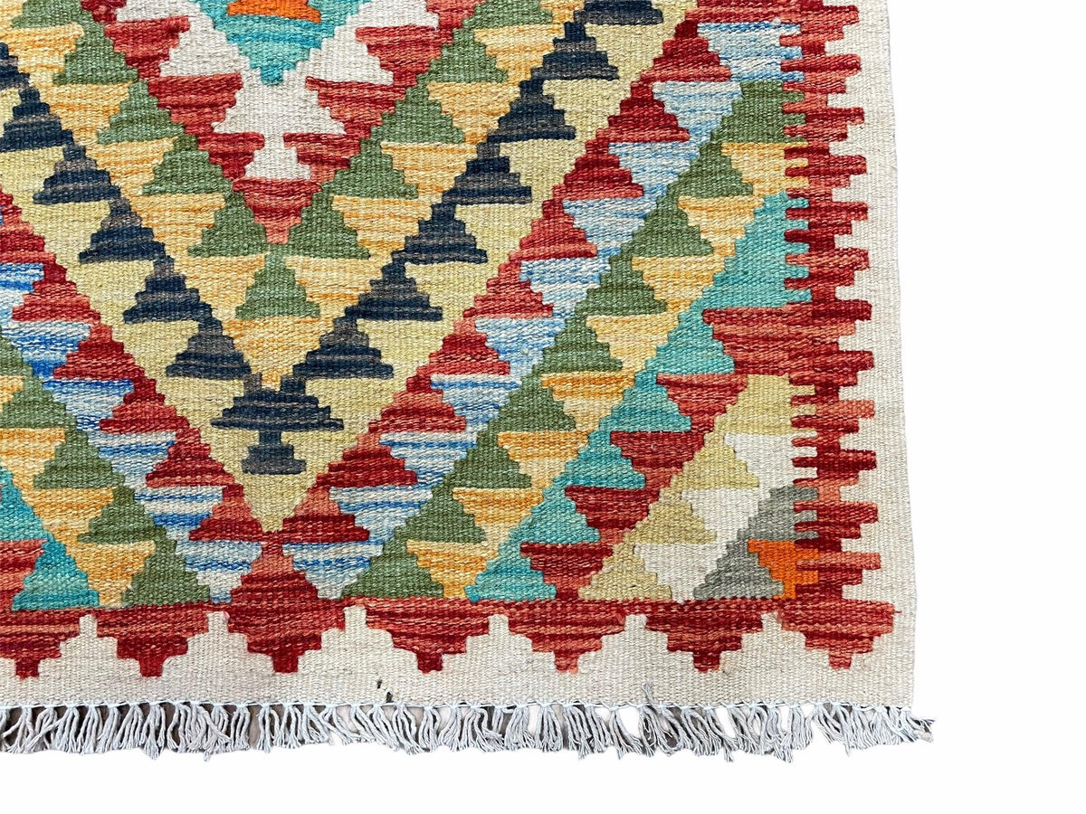 Small Kilim Rug 2x3 Colorful Turkish Kilim Accent Rug New Flatweave Wool Kilim Chobi Kilim Diamond Zigzag Playroom Rug - Jewel Rugs, view 11