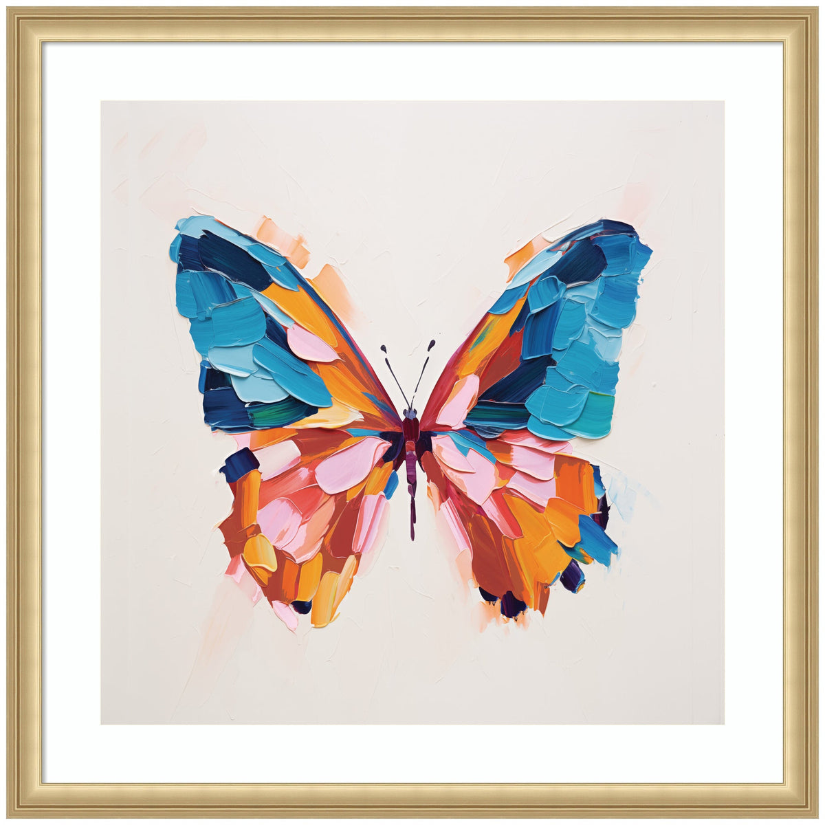 Framed Art Bold Colorful Brush Boho Butterfly by The Creative Bunch Studio