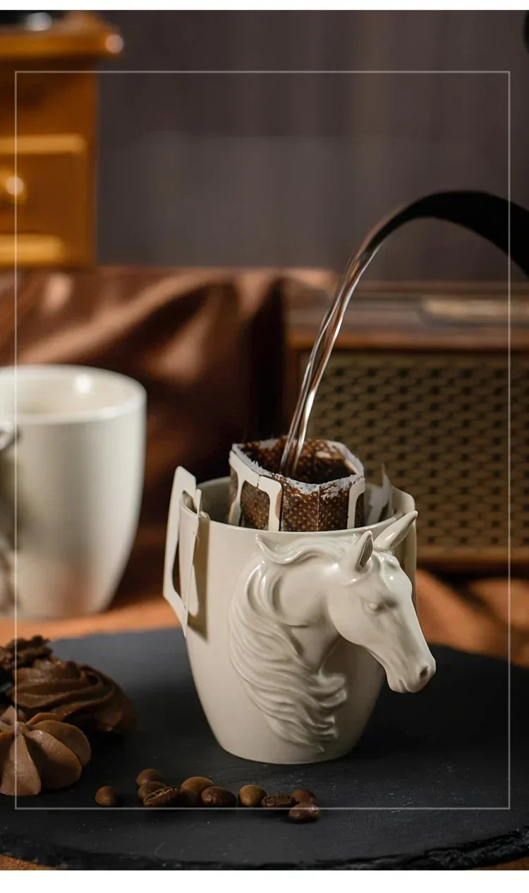 Espresso Cup - 3D Handle Ceramic Wood Ash 6Oz