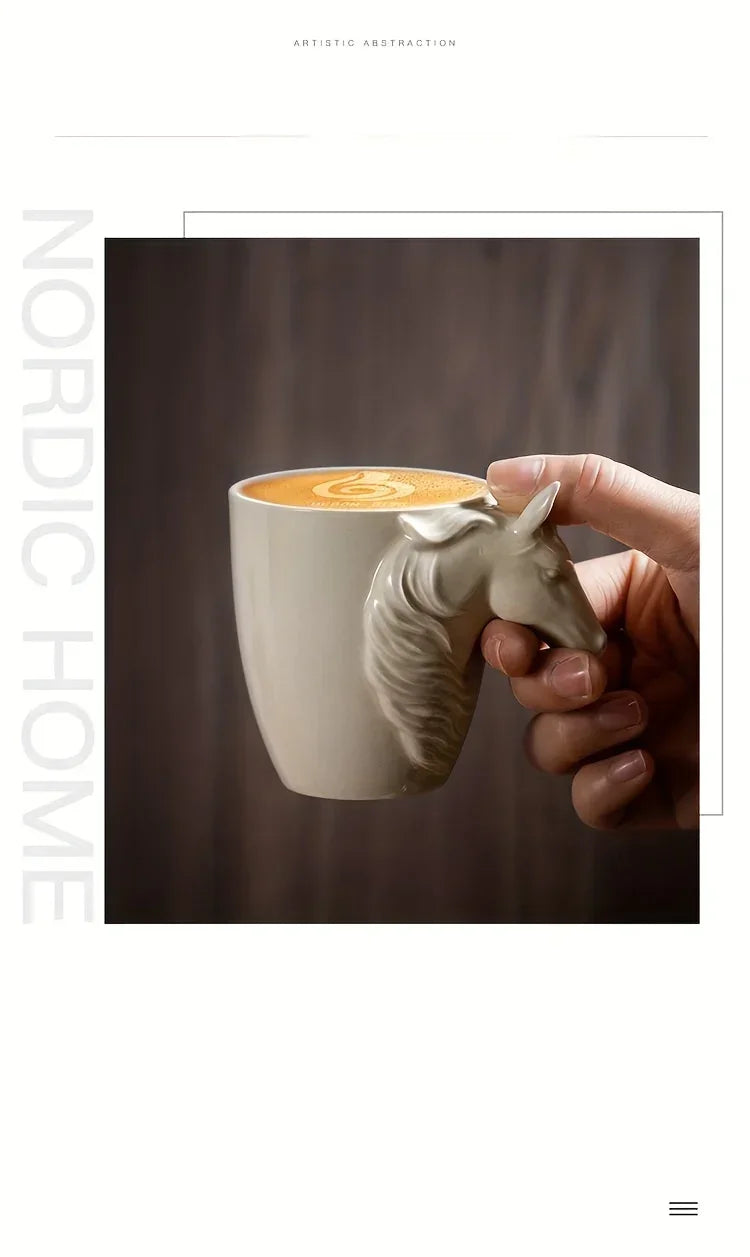 Espresso Cup - 3D Handle Ceramic Wood Ash 6Oz