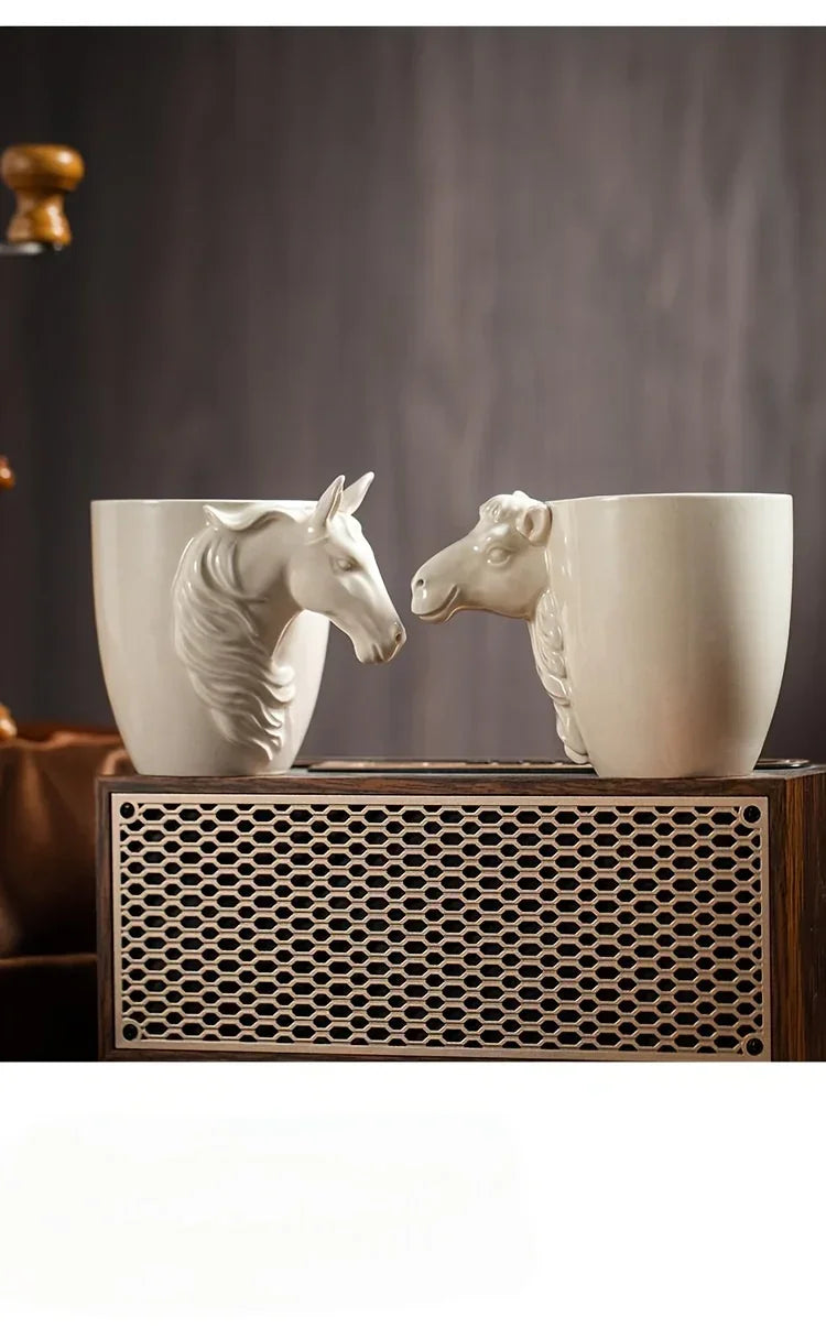 Espresso Cup - 3D Handle Ceramic Wood Ash 6Oz