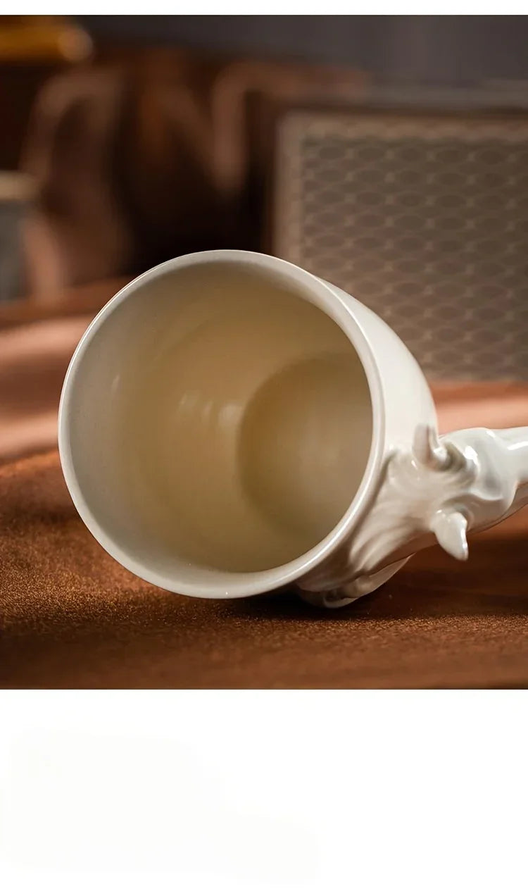 Espresso Cup - 3D Handle Ceramic Wood Ash 6Oz