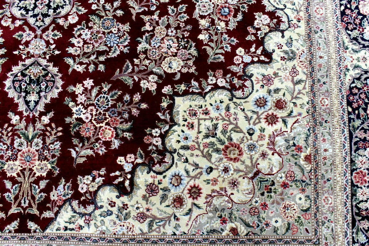 Pakistani Chobi Rug 9x12 | Red, Ivory & Navy | Hand-Knotted Wool - Rugistan, view 10