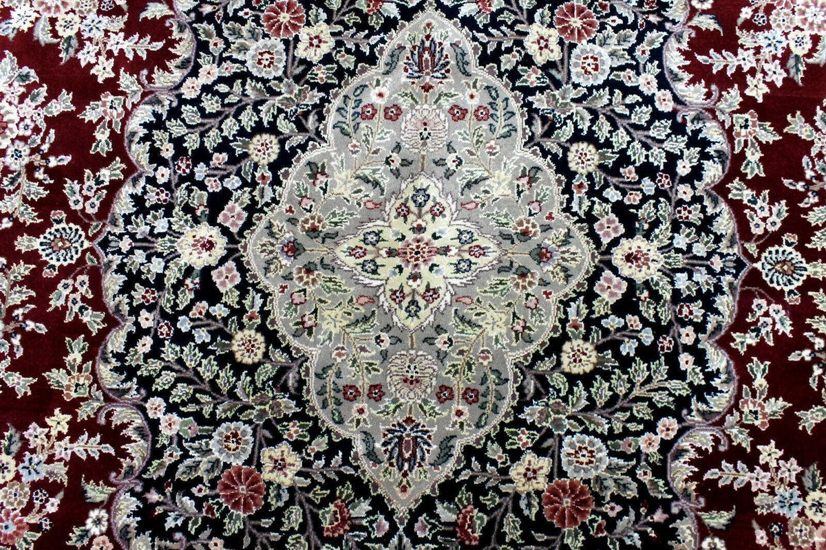 Pakistani Chobi Rug 9x12 | Red, Ivory & Navy | Hand-Knotted Wool - Rugistan, view 4