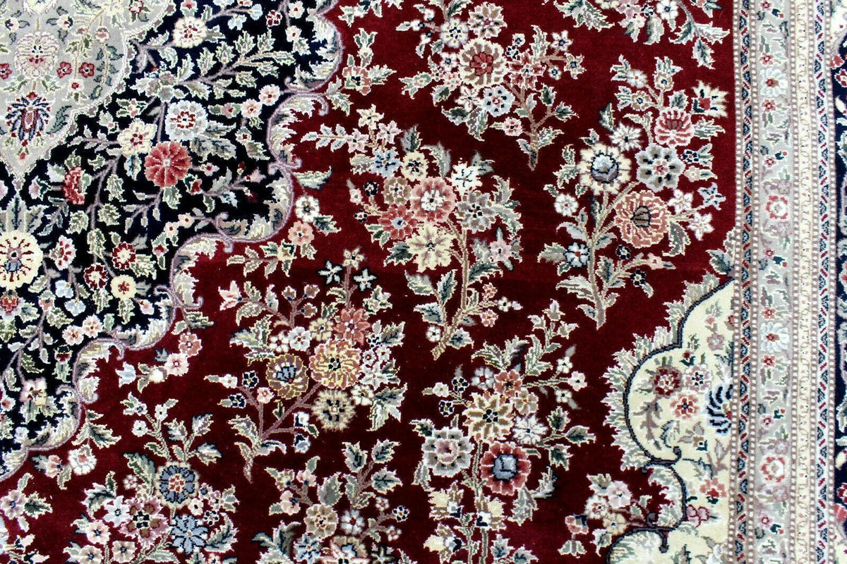 Pakistani Chobi Rug 9x12 | Red, Ivory & Navy | Hand-Knotted Wool - Rugistan, view 5