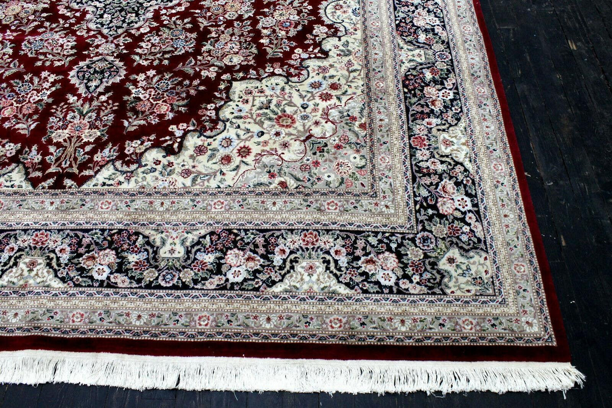 Pakistani Chobi Rug 9x12 | Red, Ivory & Navy | Hand-Knotted Wool - Rugistan, view 9