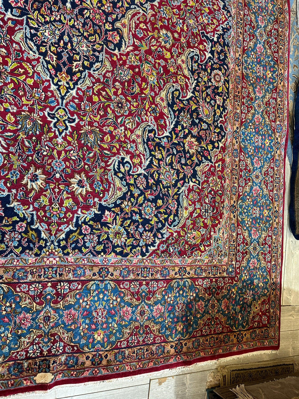 Vintage Persian Rug 10x13 | Red, Navy & Light Blue | Hand-Knotted Wool - Rugistan, view 21