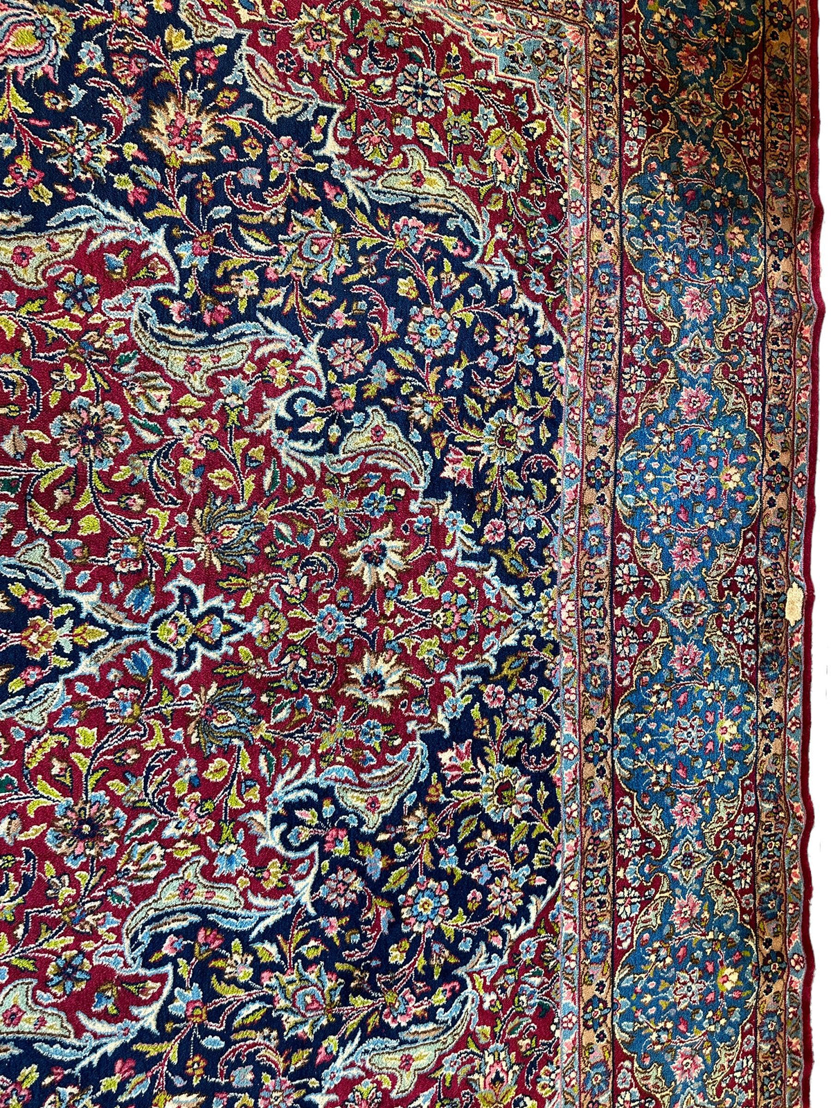 Vintage Persian Rug 10x13 | Red, Navy & Light Blue | Hand-Knotted Wool - Rugistan, view 22