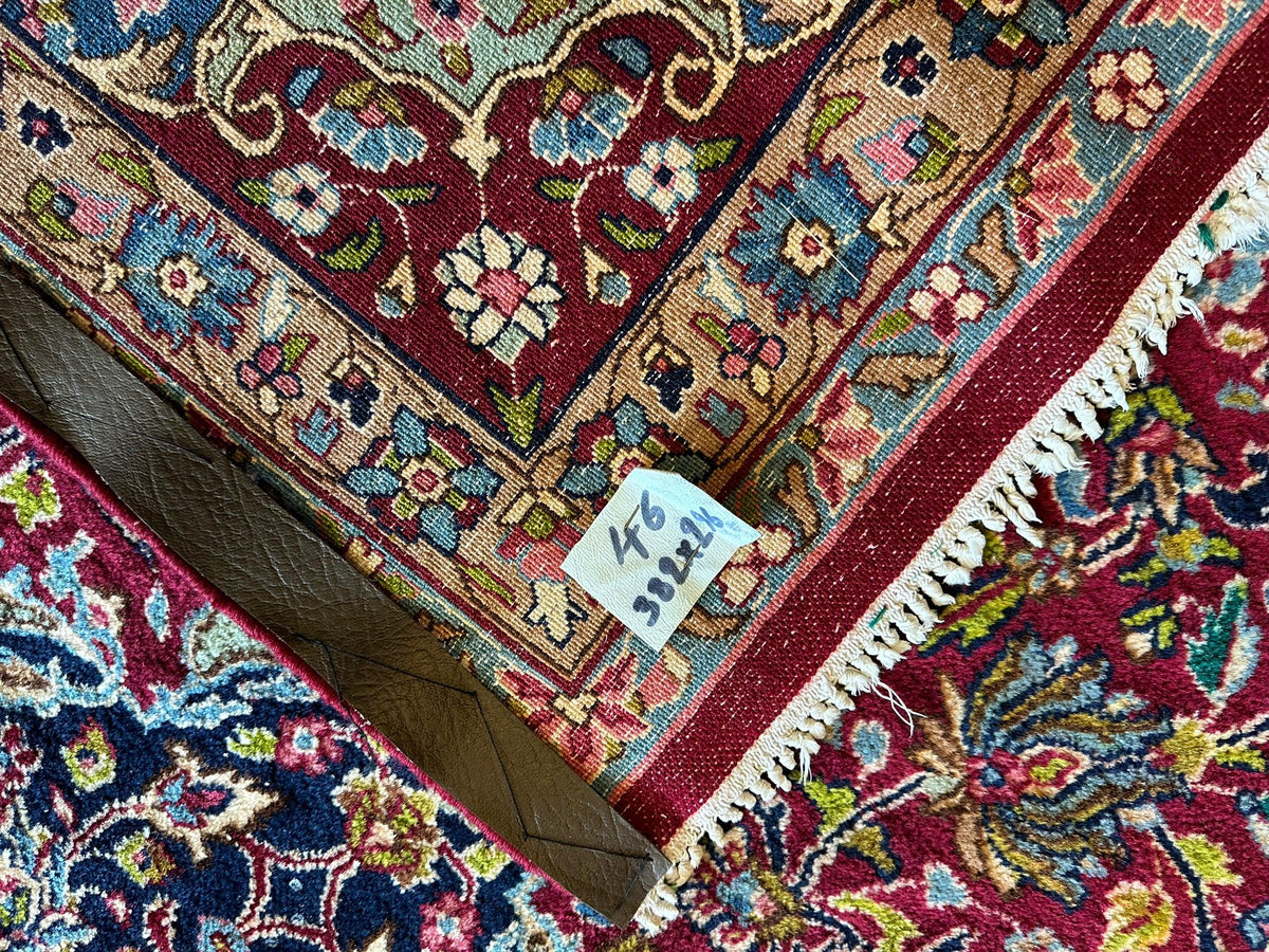 Vintage Persian Rug 10x13 | Red, Navy & Light Blue | Hand-Knotted Wool - Rugistan, view 29