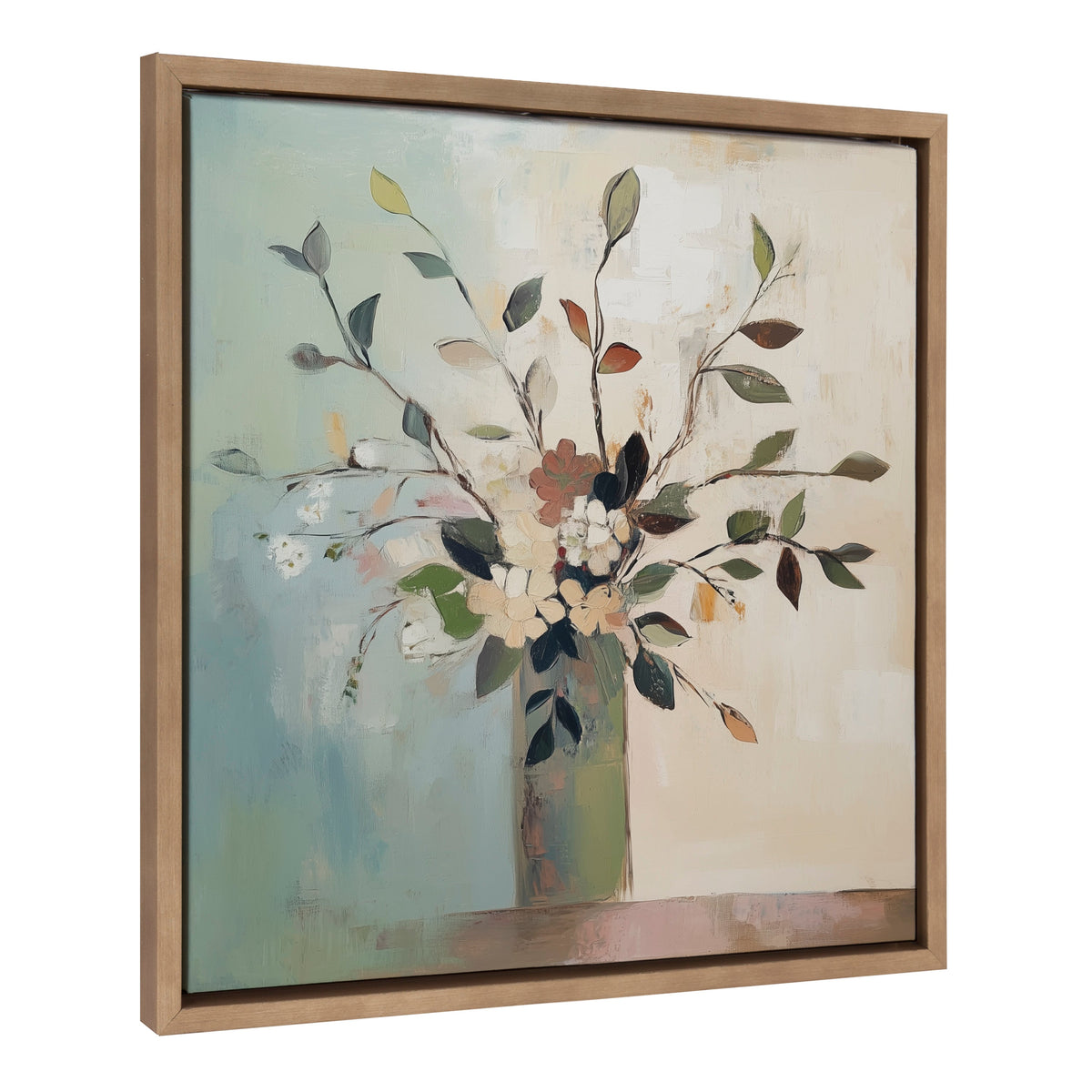 Sylvie Traditional Boho Floral Botanical II Framed Canvas by The Creative Bunch Studio